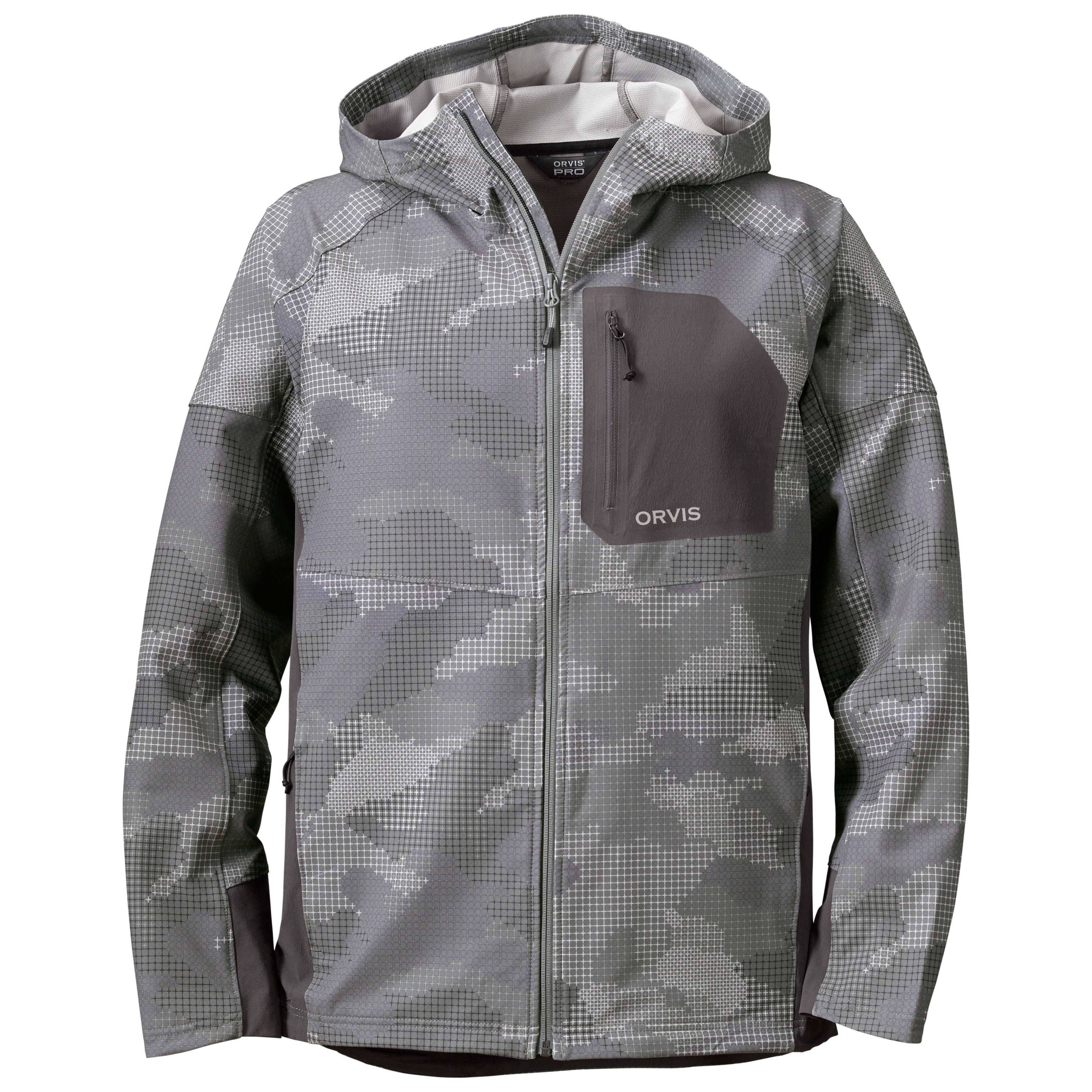 Orvis Men's Pro LT Softshell Hoodie Steel Camo Image 01